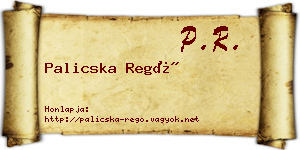 Palicska Regő névjegykártya